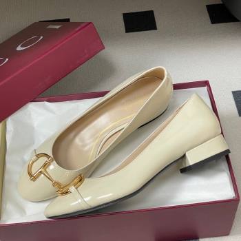 Gucci Ballet Flats with Half Horsebit in Patent Leather White 2025 849652 (MD-251021036)