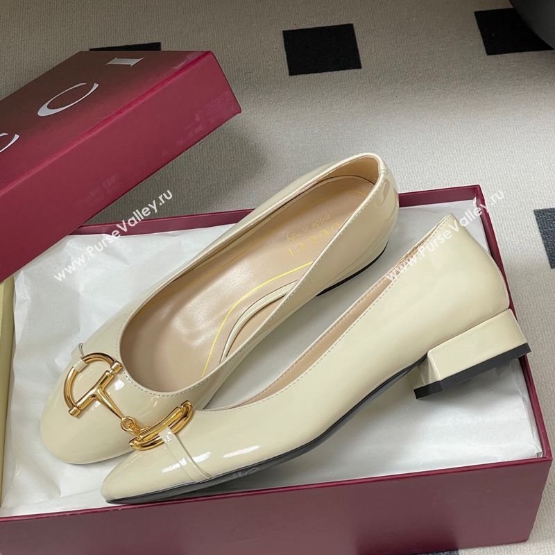 Gucci Ballet Flats with Half Horsebit in Patent Leather White 2025 849652 (MD-251021036)