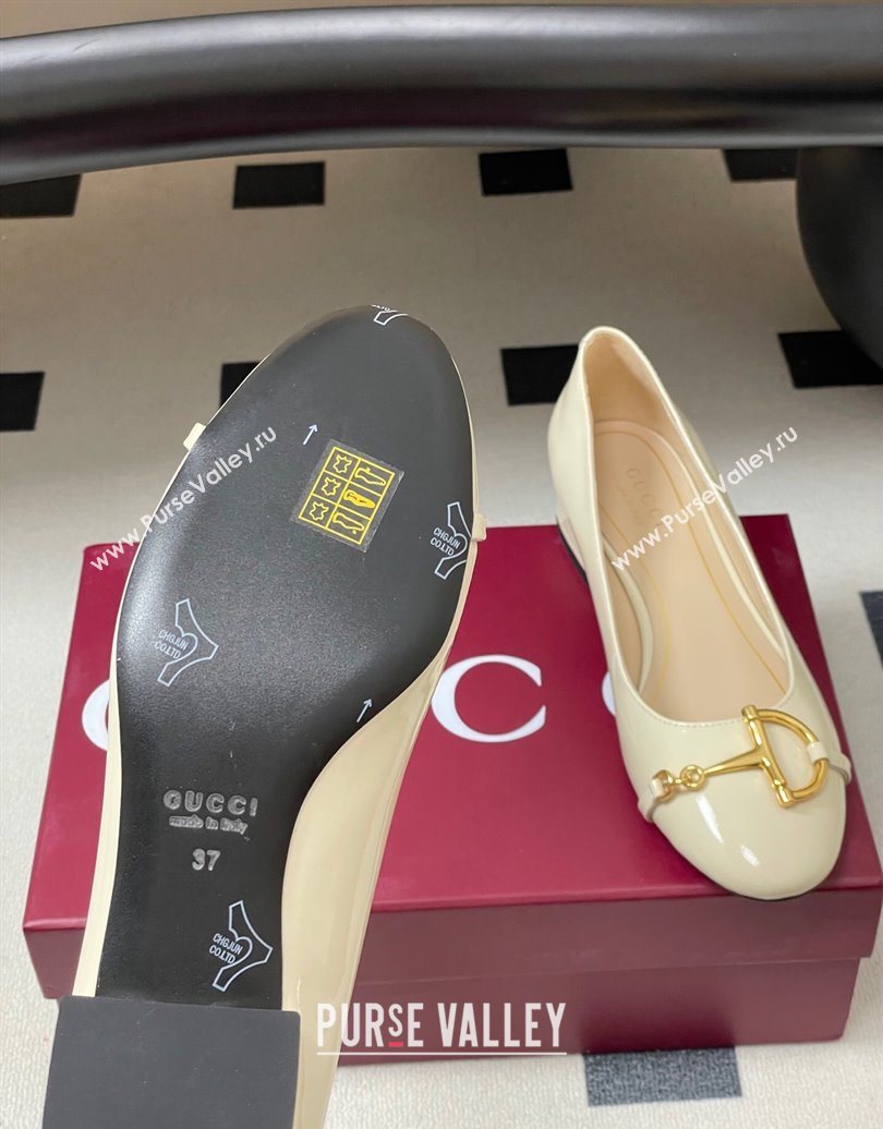 Gucci Ballet Flats with Half Horsebit in Patent Leather White 2025 849652 (MD-251021036)