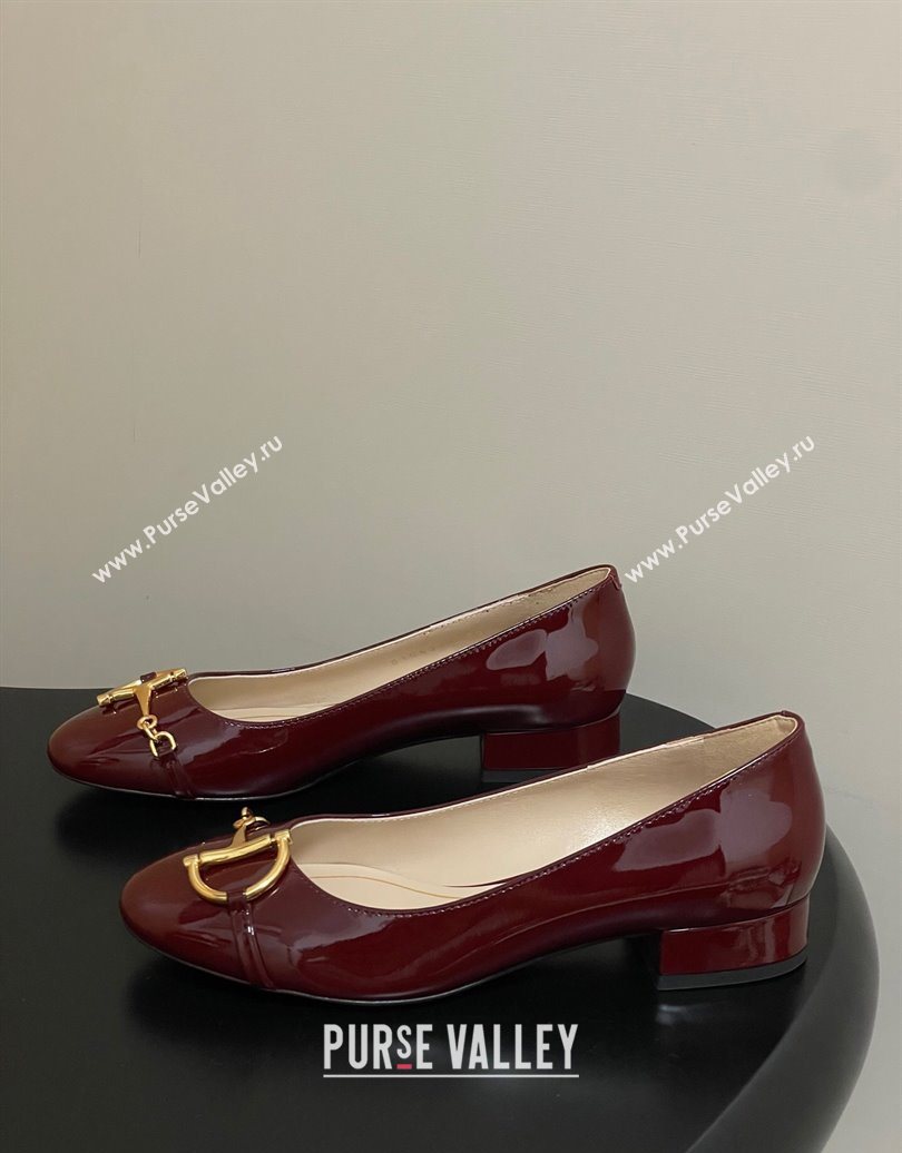 Gucci Ballet Flats with Half Horsebit in Patent Leather Burgundy 2025 849652 (MD-251021037)