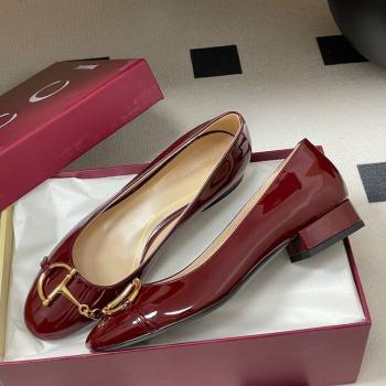 Gucci Ballet Flats with Half Horsebit in Patent Leather Burgundy 2025 849652 (MD-251021037)