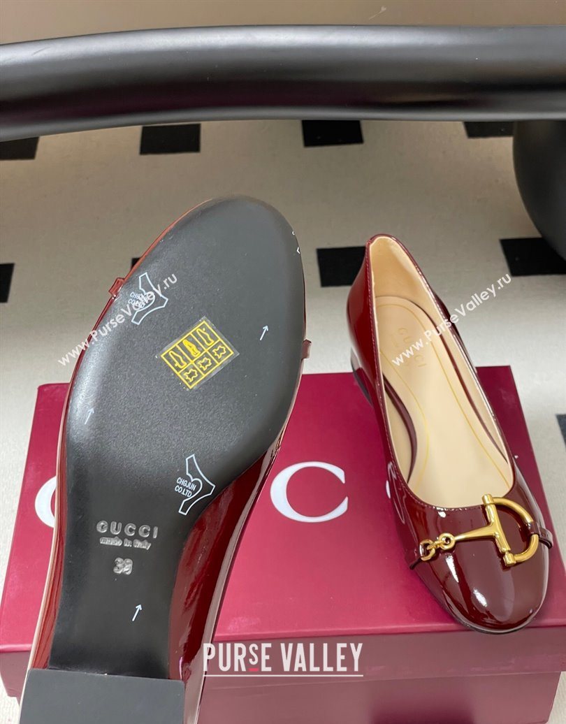 Gucci Ballet Flats with Half Horsebit in Patent Leather Burgundy 2025 849652 (MD-251021037)