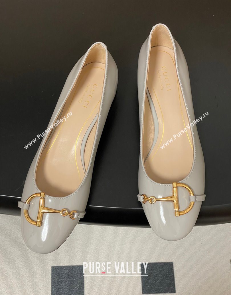 Gucci Ballet Flats with Half Horsebit in Patent Leather Grey 2025 849652 (MD-251021038)
