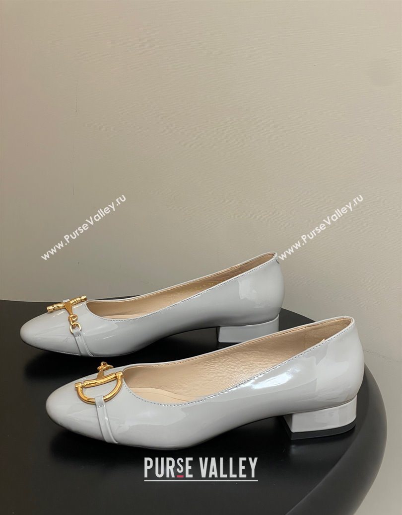 Gucci Ballet Flats with Half Horsebit in Patent Leather Grey 2025 849652 (MD-251021038)