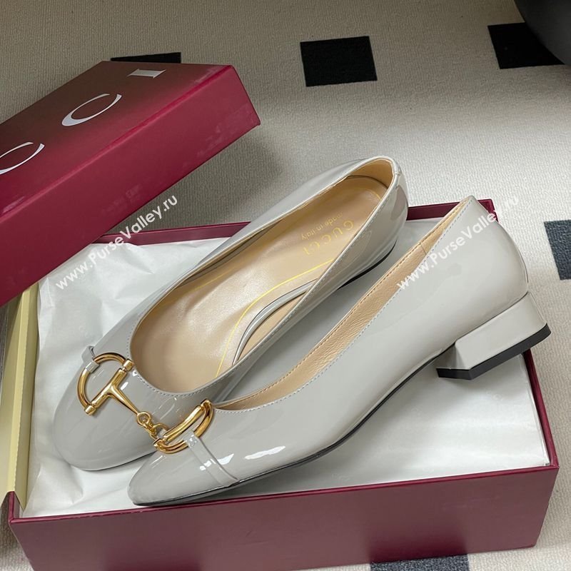 Gucci Ballet Flats with Half Horsebit in Patent Leather Grey 2025 849652 (MD-251021038)