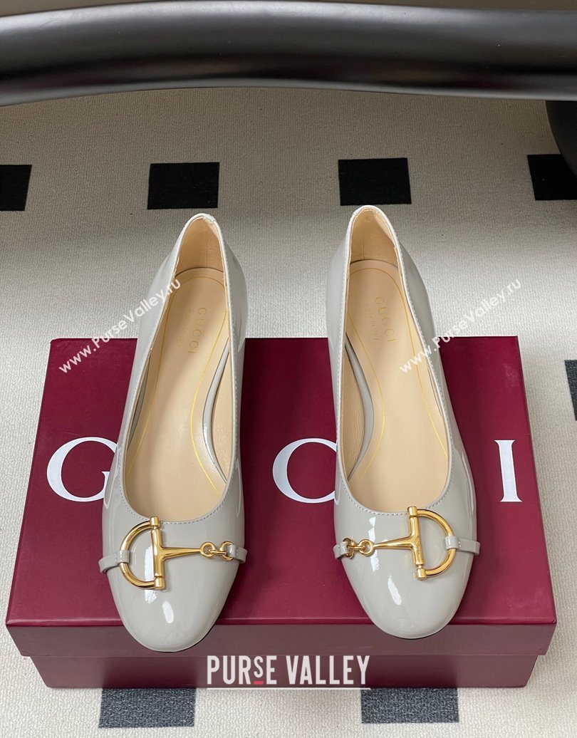 Gucci Ballet Flats with Half Horsebit in Patent Leather Grey 2025 849652 (MD-251021038)