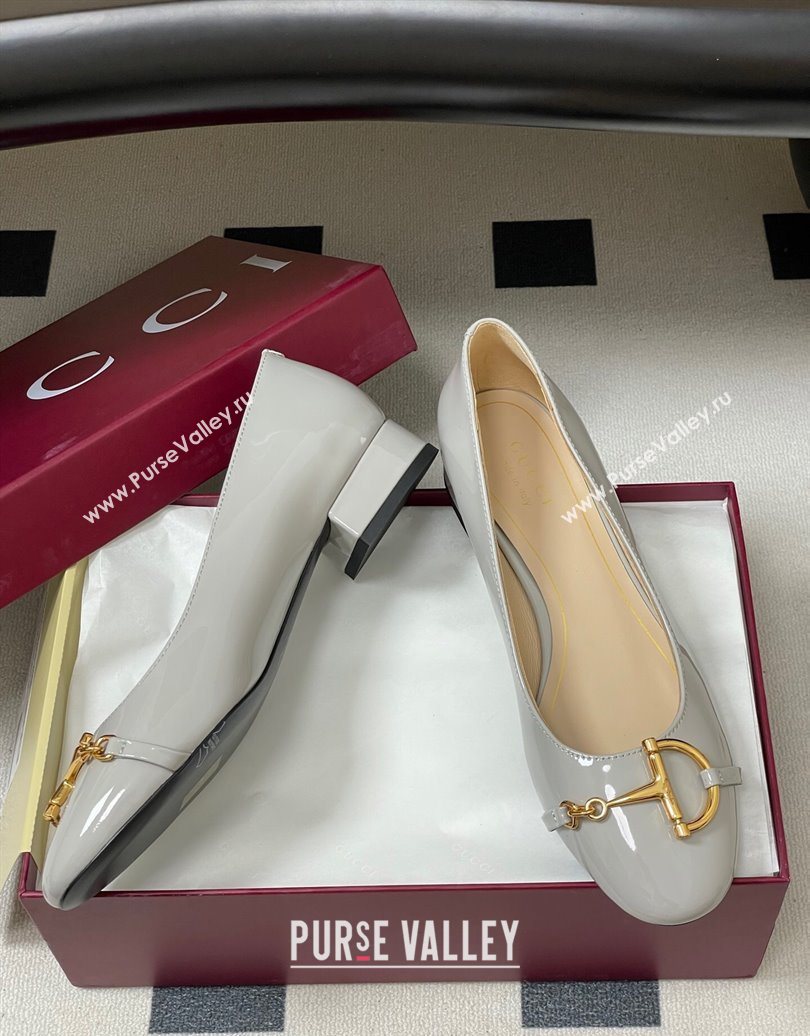 Gucci Ballet Flats with Half Horsebit in Patent Leather Grey 2025 849652 (MD-251021038)