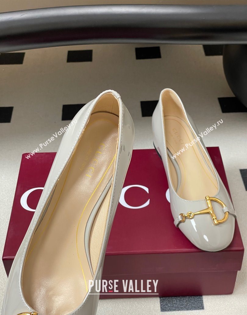 Gucci Ballet Flats with Half Horsebit in Patent Leather Grey 2025 849652 (MD-251021038)