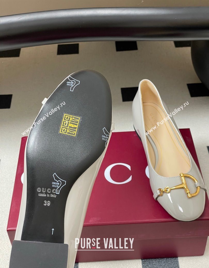 Gucci Ballet Flats with Half Horsebit in Patent Leather Grey 2025 849652 (MD-251021038)