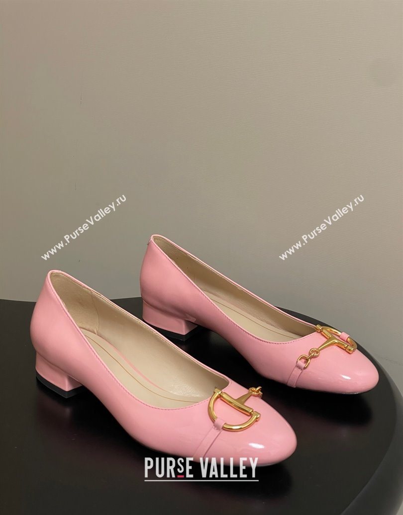 Gucci Ballet Flats with Half Horsebit in Patent Leather Pink 2025 849652 (MD-251021039)