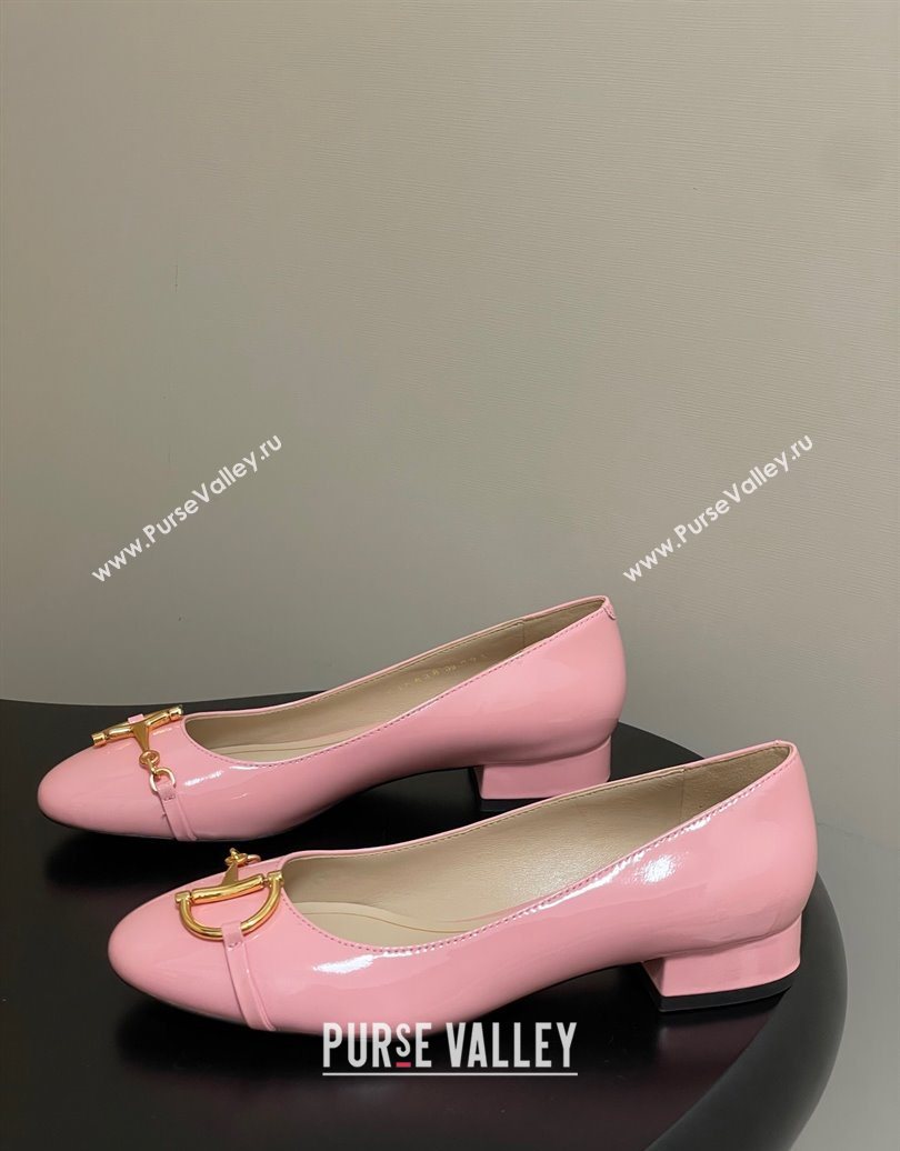 Gucci Ballet Flats with Half Horsebit in Patent Leather Pink 2025 849652 (MD-251021039)