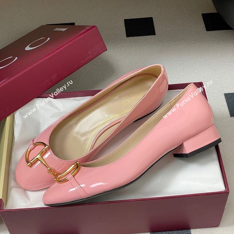 Gucci Ballet Flats with Half Horsebit in Patent Leather Pink 2025 849652 (MD-251021039)