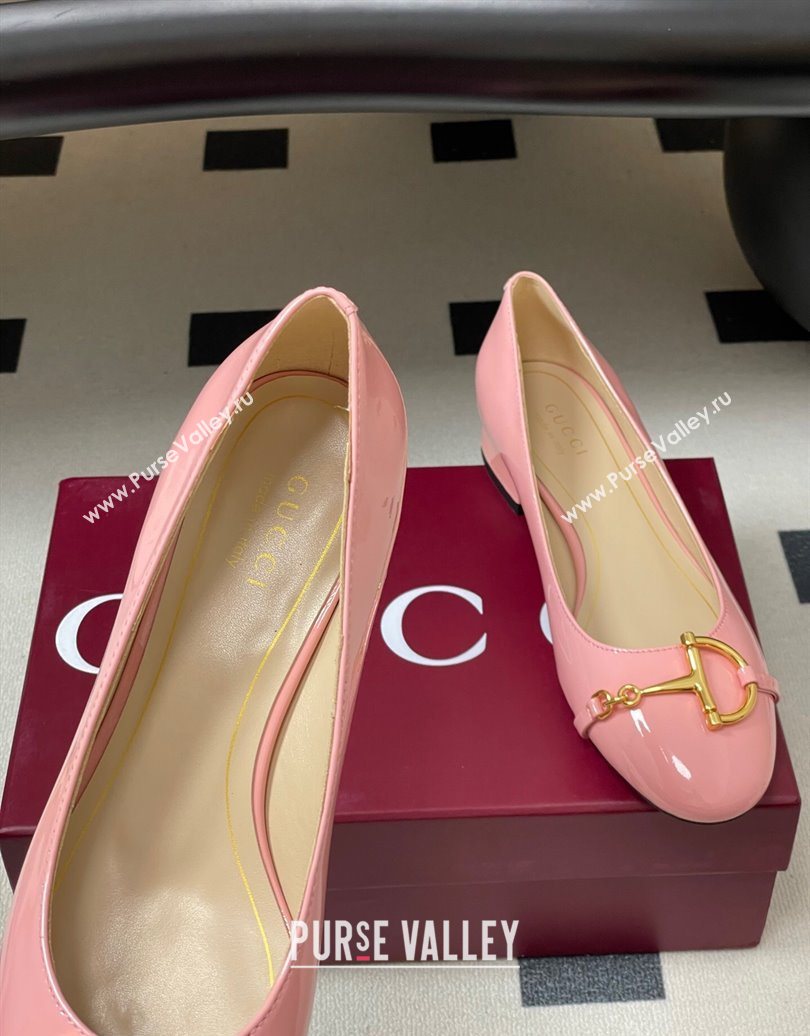 Gucci Ballet Flats with Half Horsebit in Patent Leather Pink 2025 849652 (MD-251021039)