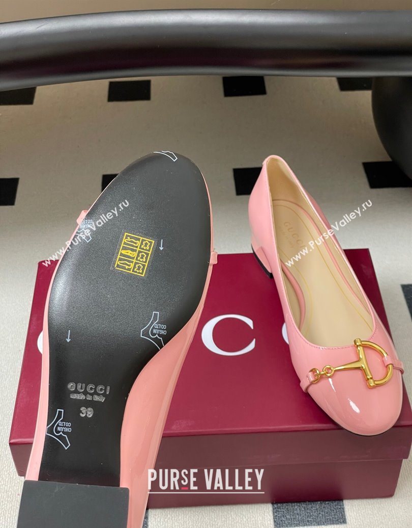 Gucci Ballet Flats with Half Horsebit in Patent Leather Pink 2025 849652 (MD-251021039)