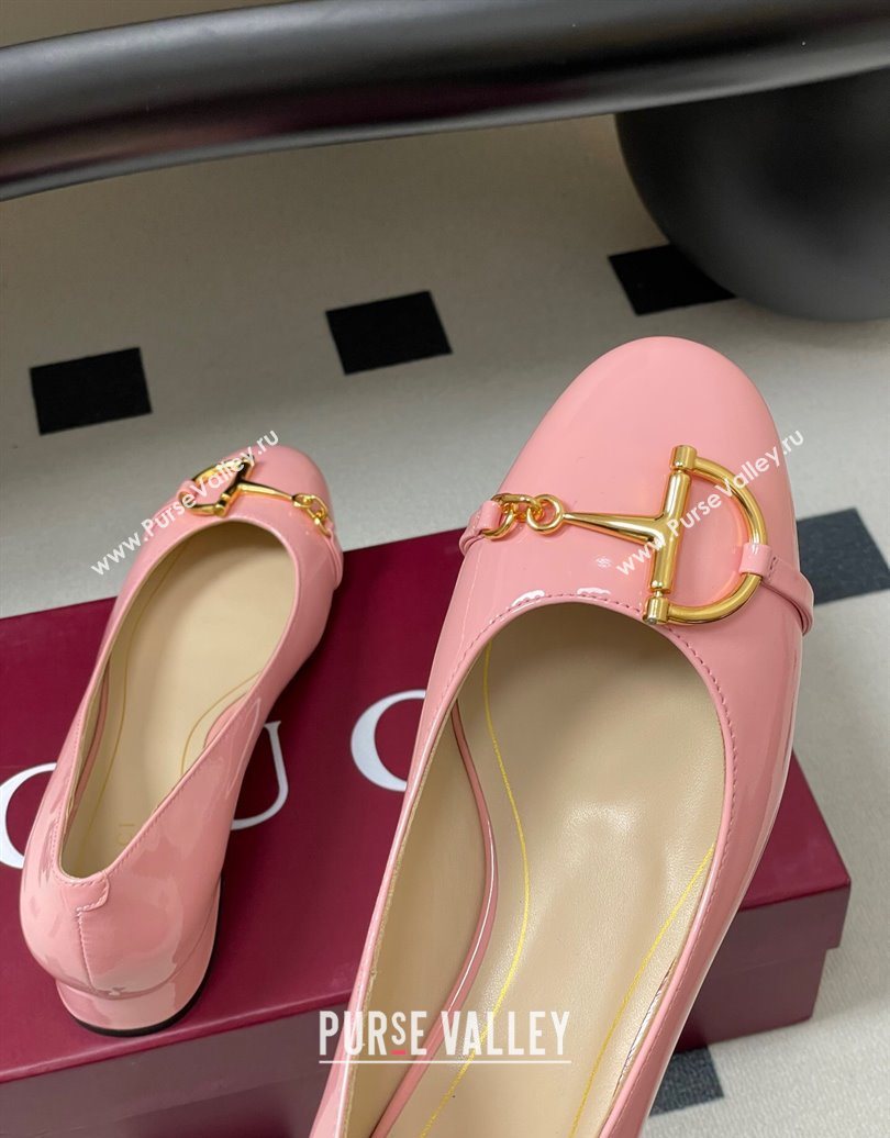 Gucci Ballet Flats with Half Horsebit in Patent Leather Pink 2025 849652 (MD-251021039)