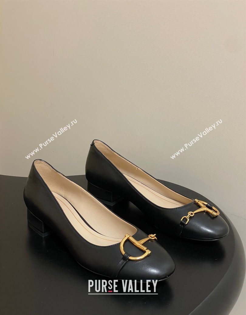 Gucci Ballet Flats with Half Horsebit in Calf Leather Black 2025 849652 (MD-251021040)