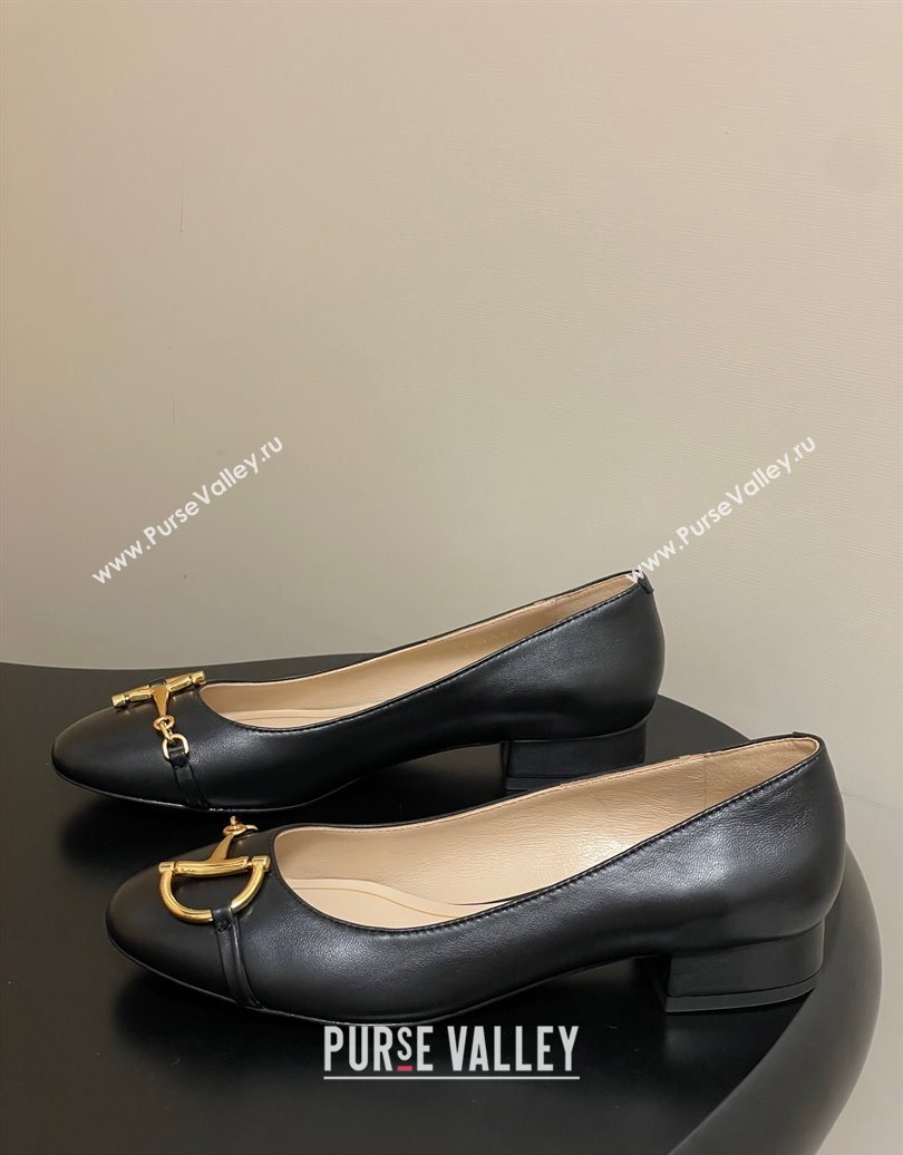 Gucci Ballet Flats with Half Horsebit in Calf Leather Black 2025 849652 (MD-251021040)