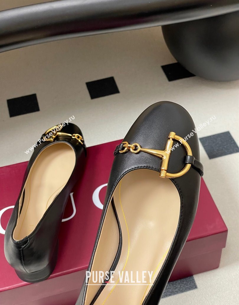 Gucci Ballet Flats with Half Horsebit in Calf Leather Black 2025 849652 (MD-251021040)