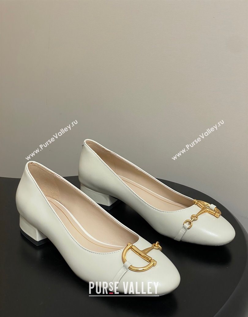 Gucci Ballet Flats with Half Horsebit in Calf Leather White 2025 849652 (MD-251021041)