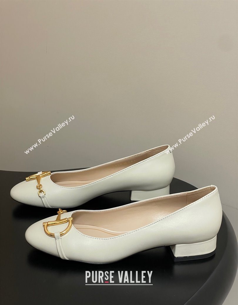 Gucci Ballet Flats with Half Horsebit in Calf Leather White 2025 849652 (MD-251021041)