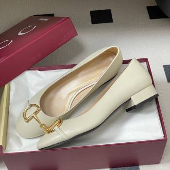 Gucci Ballet Flats with Half Horsebit in Calf Leather White 2025 849652 (MD-251021041)
