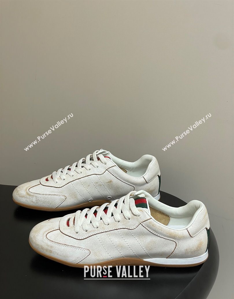 Gucci Washed-Effect Leather Sneakers White 2025 857016 (MD-251021004)
