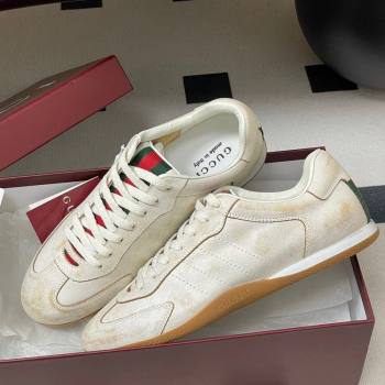 Gucci Washed-Effect Leather Sneakers White 2025 857016 (MD-251021004)