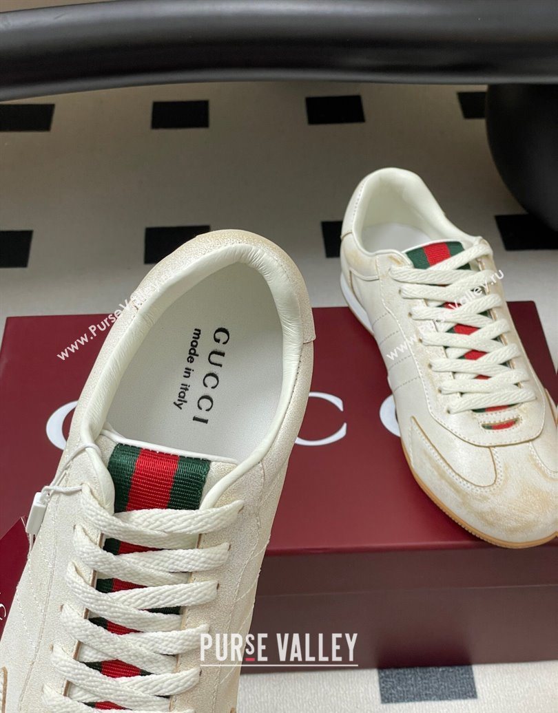 Gucci Washed-Effect Leather Sneakers White 2025 857016 (MD-251021004)