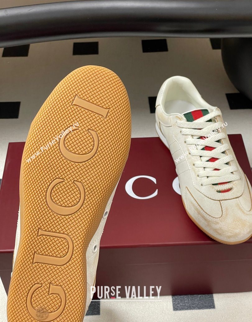 Gucci Washed-Effect Leather Sneakers White 2025 857016 (MD-251021004)