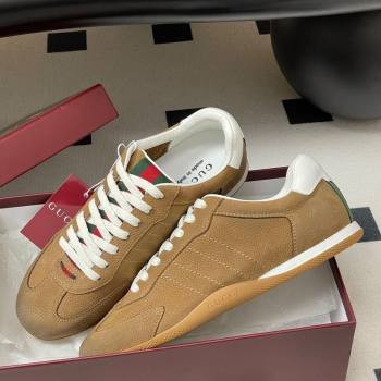 Gucci Washed-Effect Grained Leather Sneakers Brown 2025 857016 (MD-251021005)