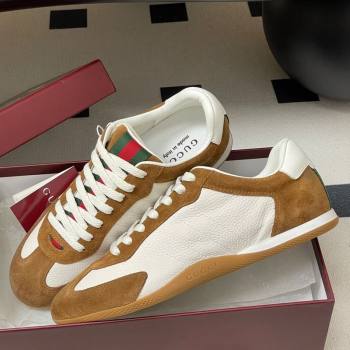 Gucci Suede and Grained Leather Sneakers Brown 2025 857016 (MD-251021006)