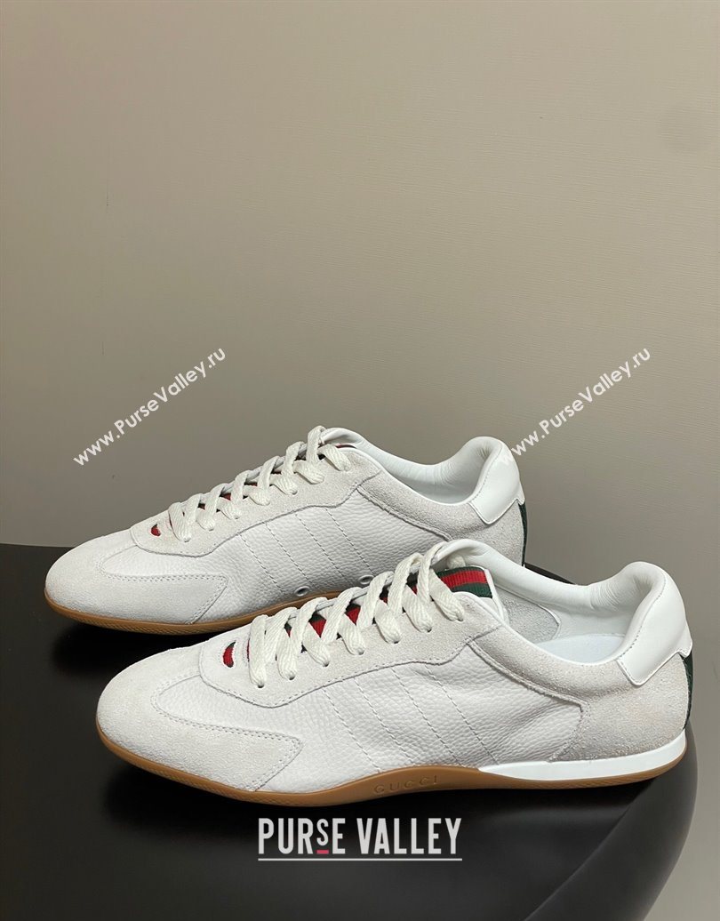 Gucci Suede and Grained Leather Sneakers White 2025 857016 (MD-251021007)