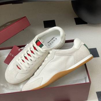 Gucci Suede and Grained Leather Sneakers White 2025 857016 (MD-251021007)