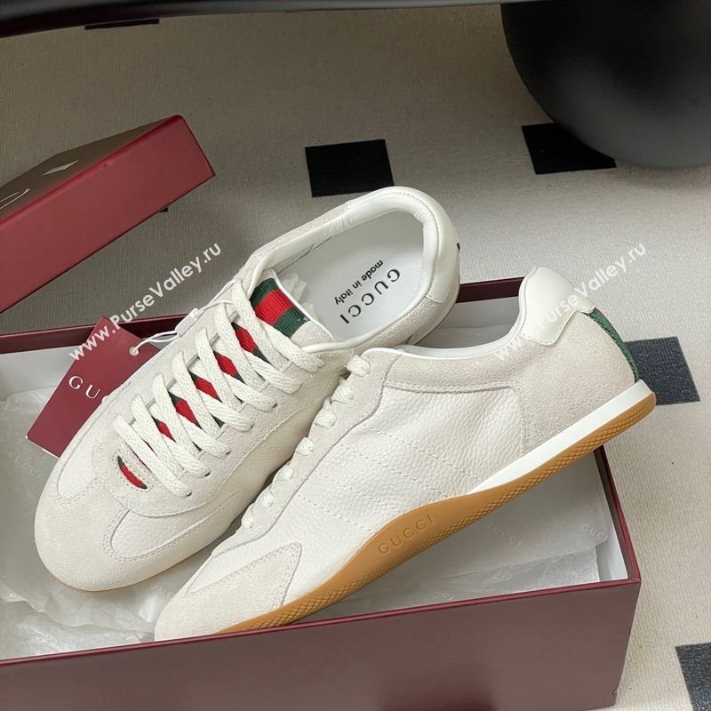 Gucci Suede and Grained Leather Sneakers White 2025 857016 (MD-251021007)