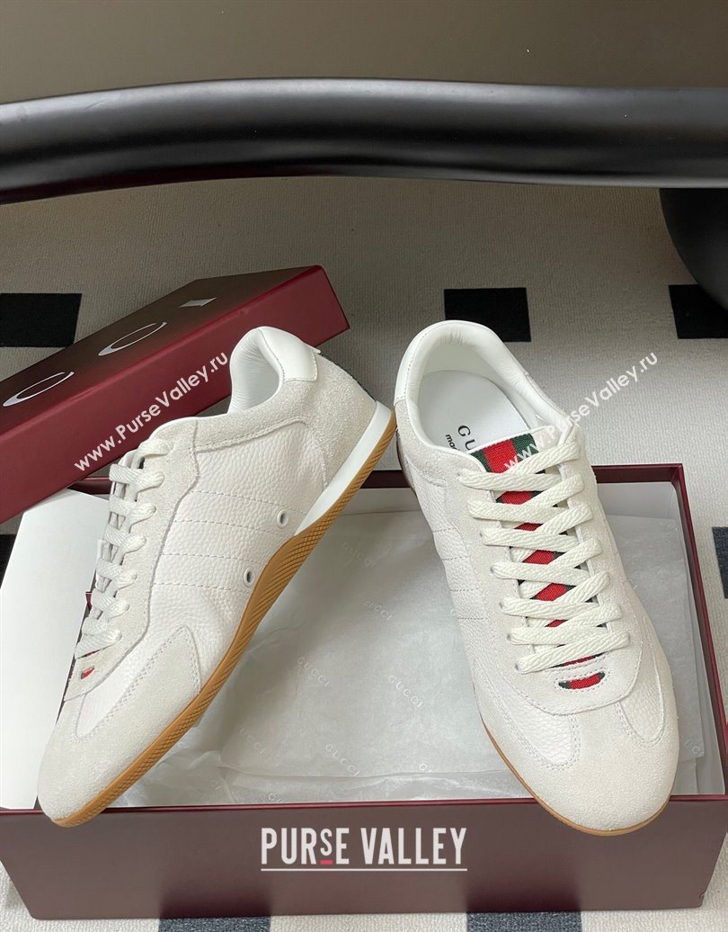 Gucci Suede and Grained Leather Sneakers White 2025 857016 (MD-251021007)