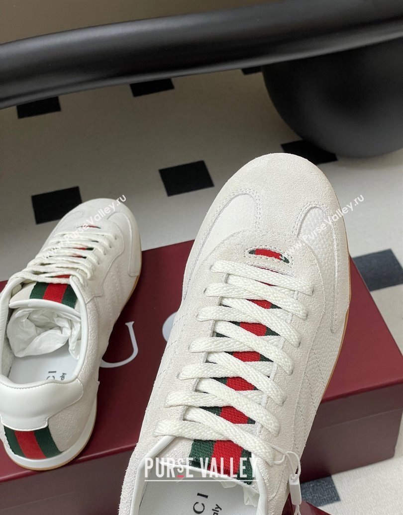 Gucci Suede and Grained Leather Sneakers White 2025 857016 (MD-251021007)
