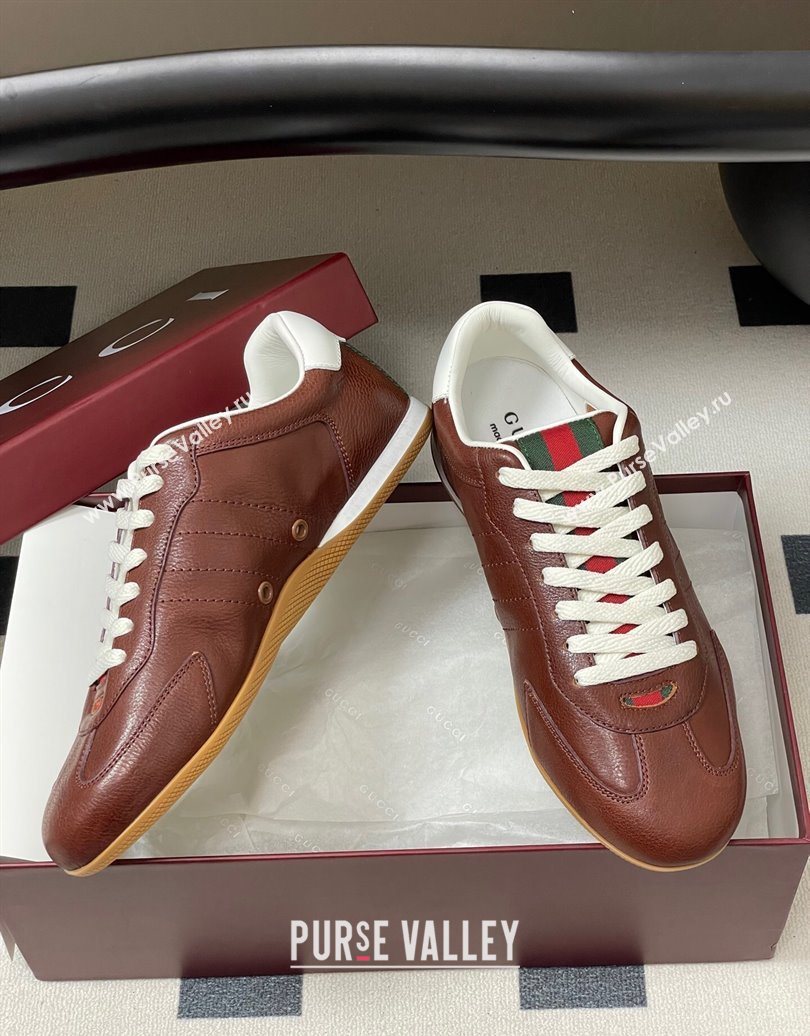 Gucci Calf Leather Sneakers Dark Brown 2025 857016 (MD-251021009)