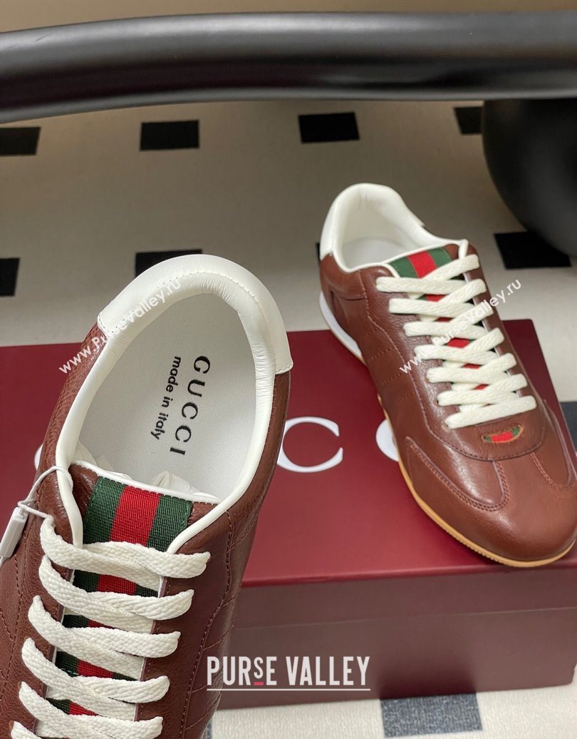 Gucci Calf Leather Sneakers Dark Brown 2025 857016 (MD-251021009)