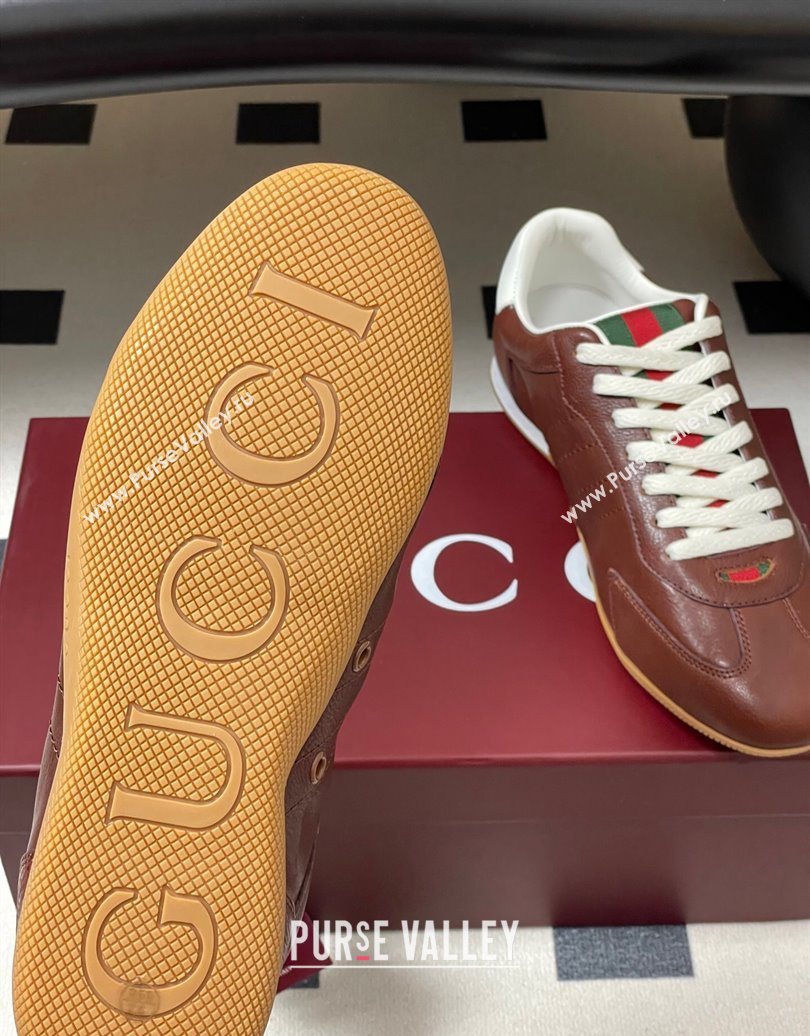 Gucci Calf Leather Sneakers Dark Brown 2025 857016 (MD-251021009)