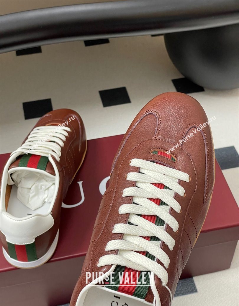Gucci Calf Leather Sneakers Dark Brown 2025 857016 (MD-251021009)