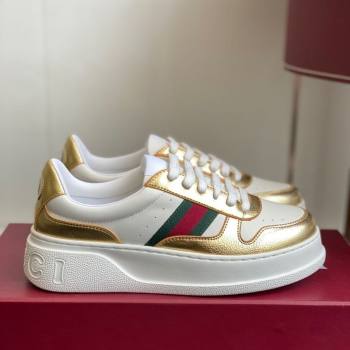 Gucci Chunky Platform Sneakers 5cm in Leather White/Gold 2025 848307 (MD-251021011)