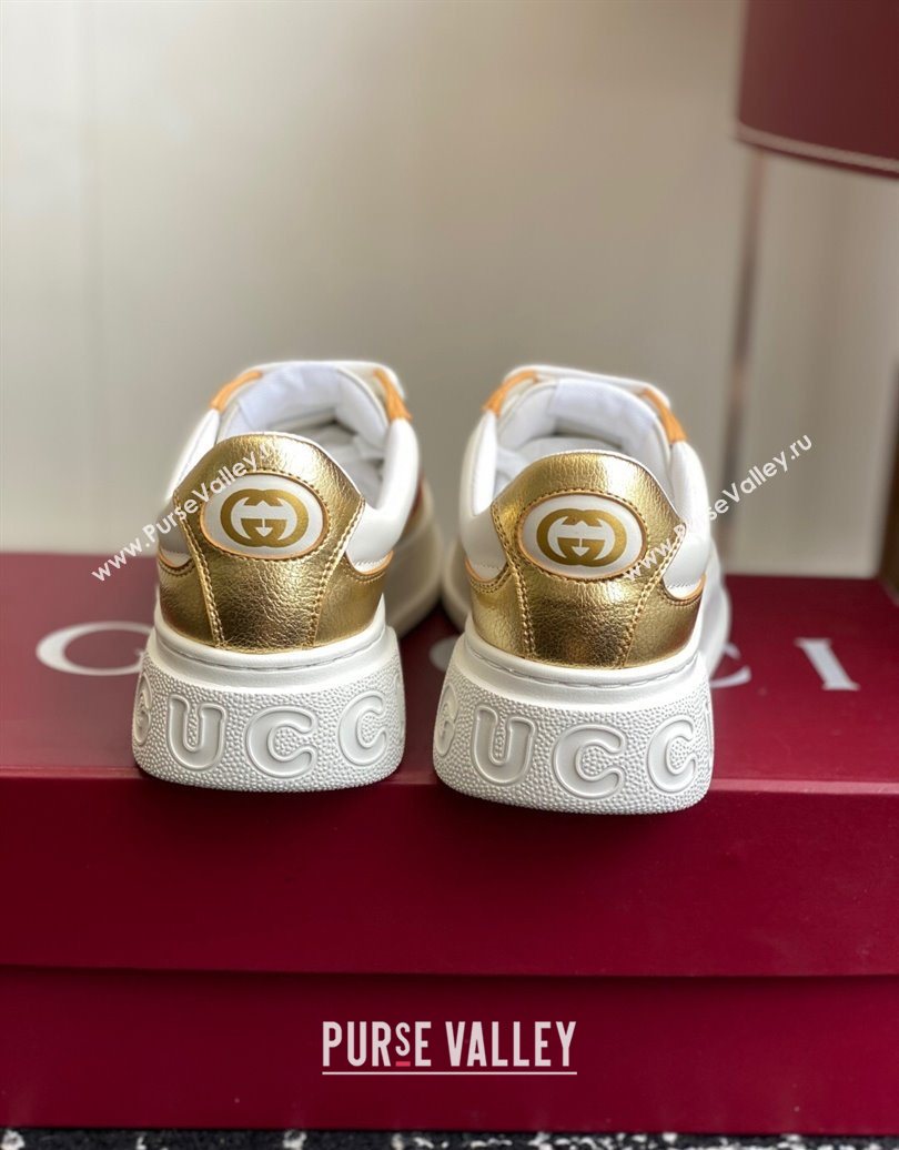 Gucci Chunky Platform Sneakers 5cm in Leather White/Gold 2025 848307 (MD-251021011)