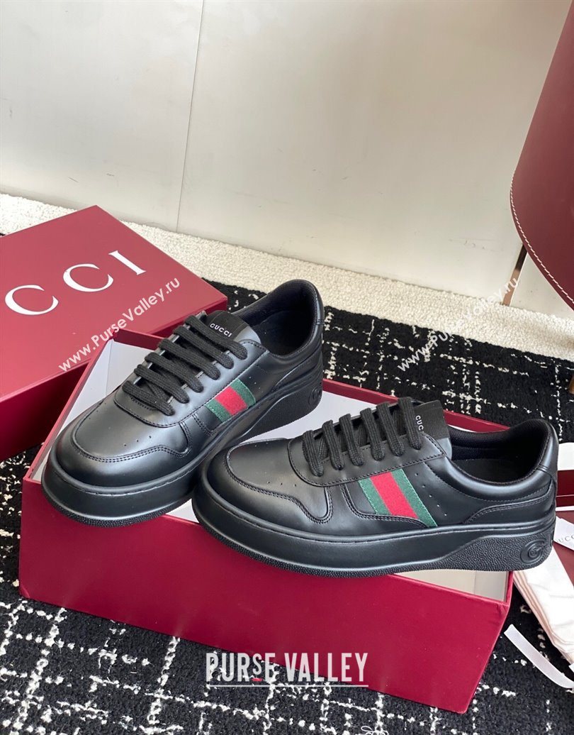 Gucci Chunky Platform Sneakers 5cm in Leather Black 2025 848307 (MD-251021012)