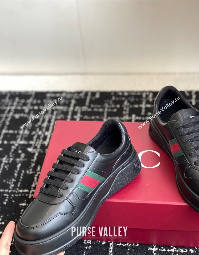 Gucci Chunky Platform Sneakers 5cm in Leather Black 2025 848307 (MD-251021012)
