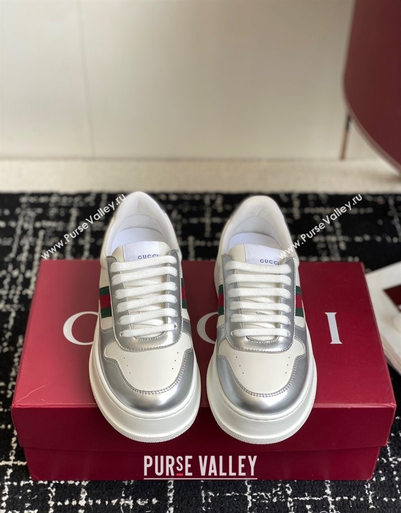 Gucci Chunky Platform Sneakers 5cm in Leather White/Silver 2025 848307 (MD-251021014)
