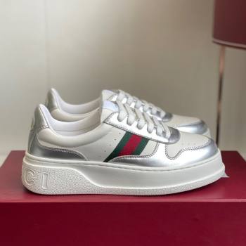 Gucci Chunky Platform Sneakers 5cm in Leather White/Silver 2025 848307 (MD-251021014)