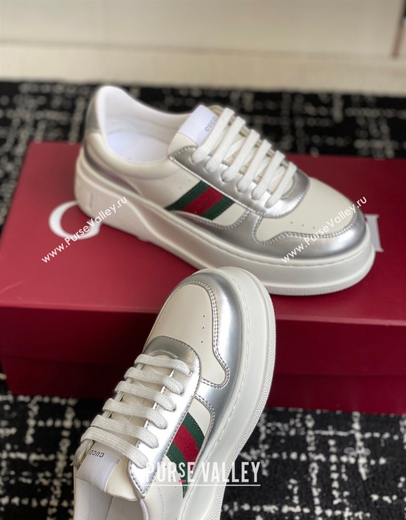 Gucci Chunky Platform Sneakers 5cm in Leather White/Silver 2025 848307 (MD-251021014)