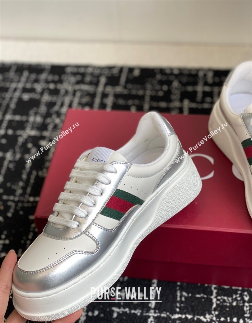 Gucci Chunky Platform Sneakers 5cm in Leather White/Silver 2025 848307 (MD-251021014)