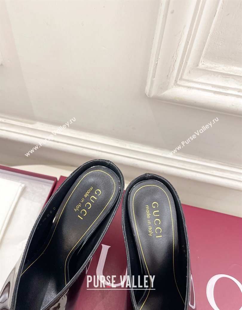 Gucci 97 Heeled Mules 8.5cm in Patent Leather Black 2025 851087 (MD-251021052)