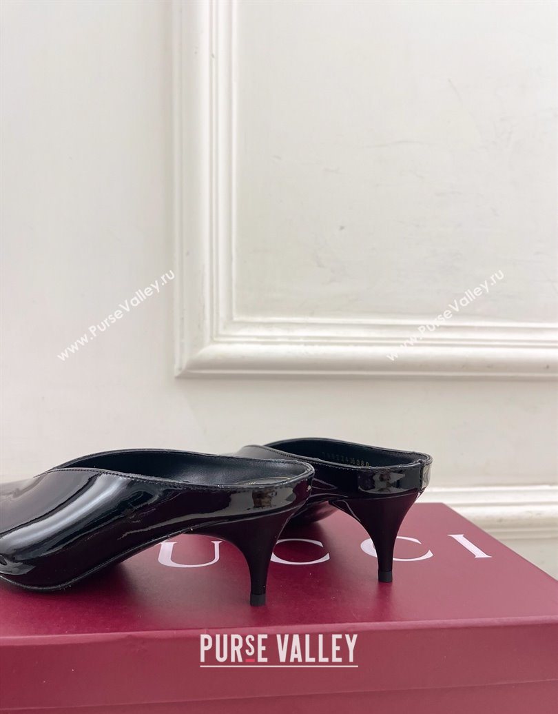 Gucci 97 Heeled Mules 5.5cm in Patent Leather Black 2025 851087 (MD-251021058)